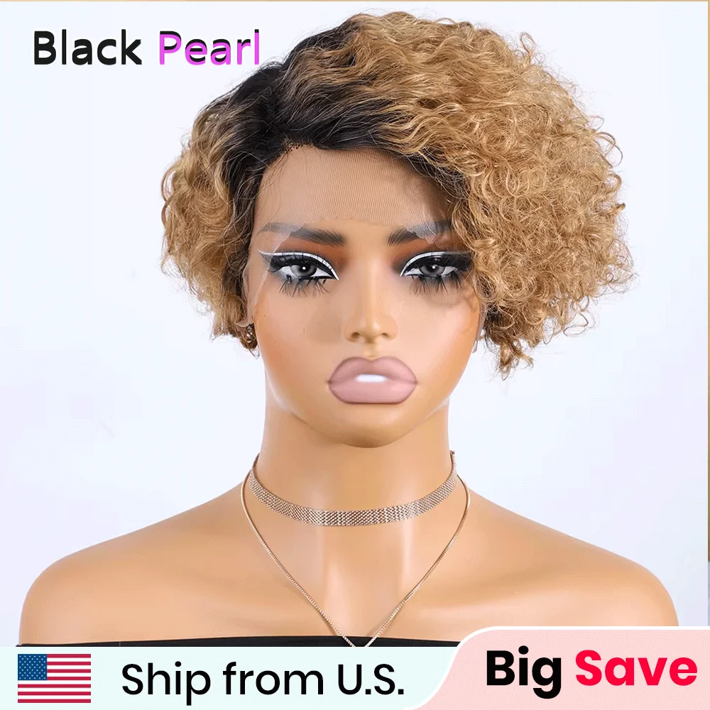 

Affordable Deep Curly Pixie Cut Lace Front Wig Human Hair Short Bob 13x1 HD Lace Wigs for Women Super Short Hairstyle
