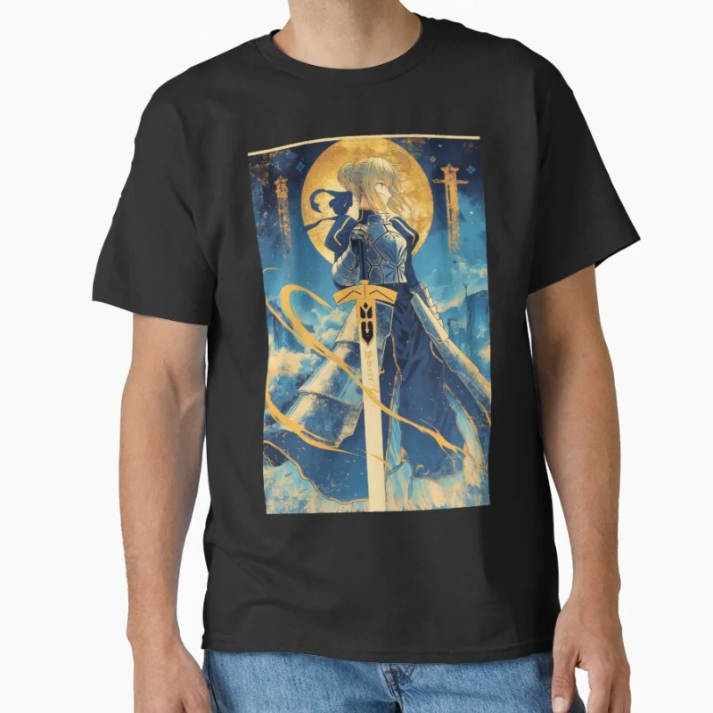 

Blade Warrior 80s vintage Manga Fate stay night video game Anime T shirt for men 100% cotton print Large size gift tops S-6XL