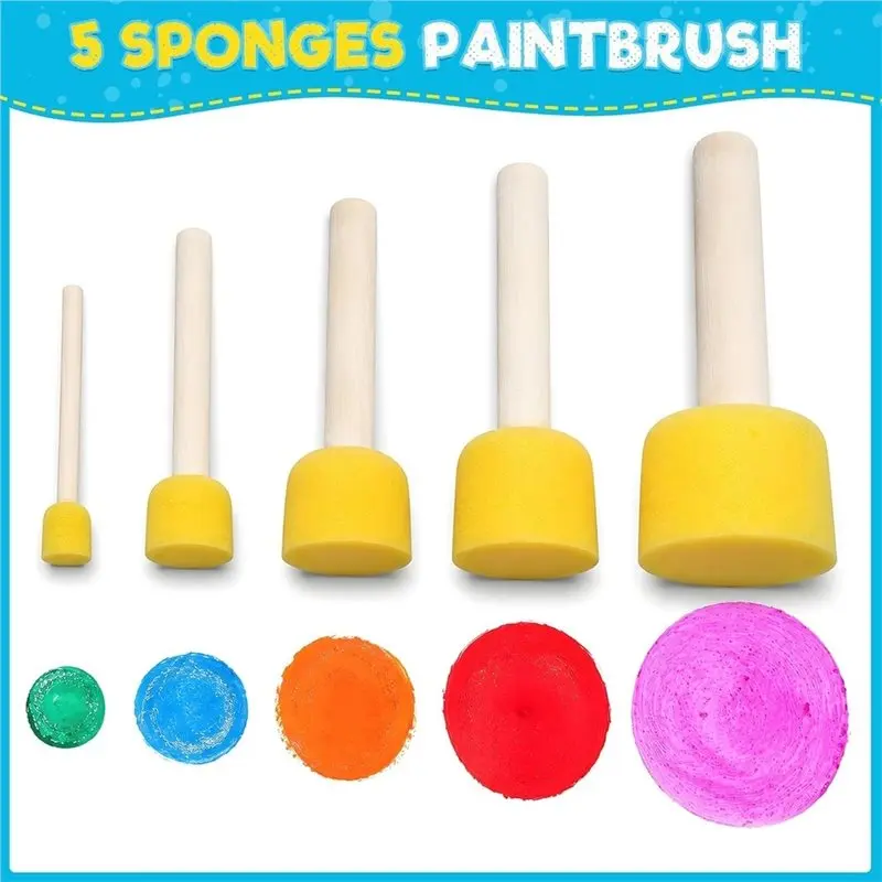 Reliable-Art Craft Tools For DIY, Classroom- 39Pcs Paint Sponge Brushes Set, Bulk Assorted Shapes Foam Stampers And Rollers,Art