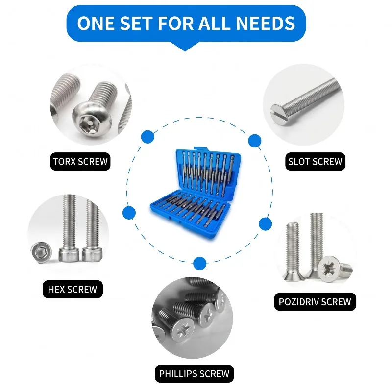 36/50pcs Long Screwdriver Bit Set, CR-V Steel Torx Hex Phillips Bits with 1/4