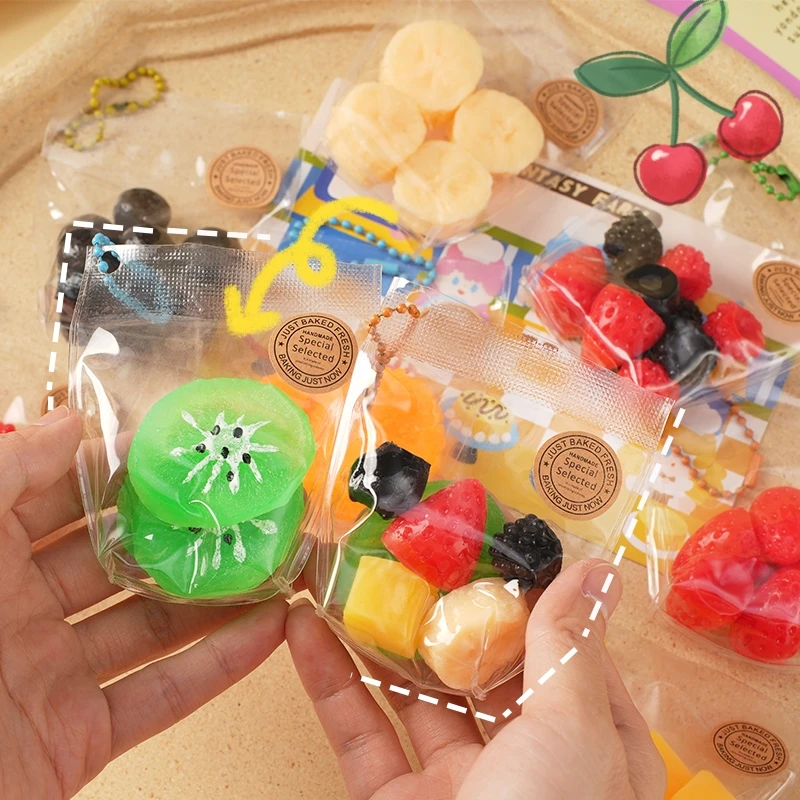Fun Mochi Squishy Stress Toys Fruit Squeeze Soft Sensory Toy Anti Stress Ball Pendant Keychain Party Favors Backpack Decor Gift