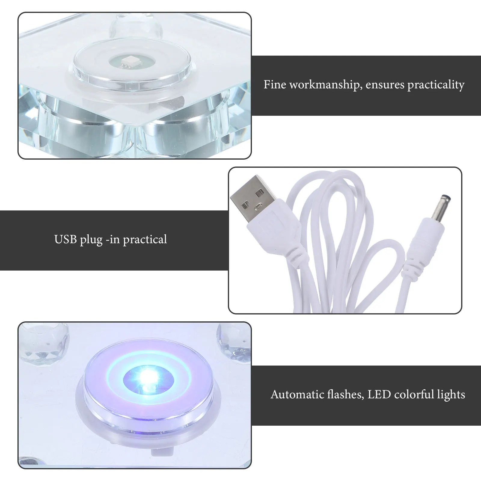 

USB Crystal LED Light Base Decorative LED Display Lamp Base for Home Decoration Crystal Art Glass Display Stand
