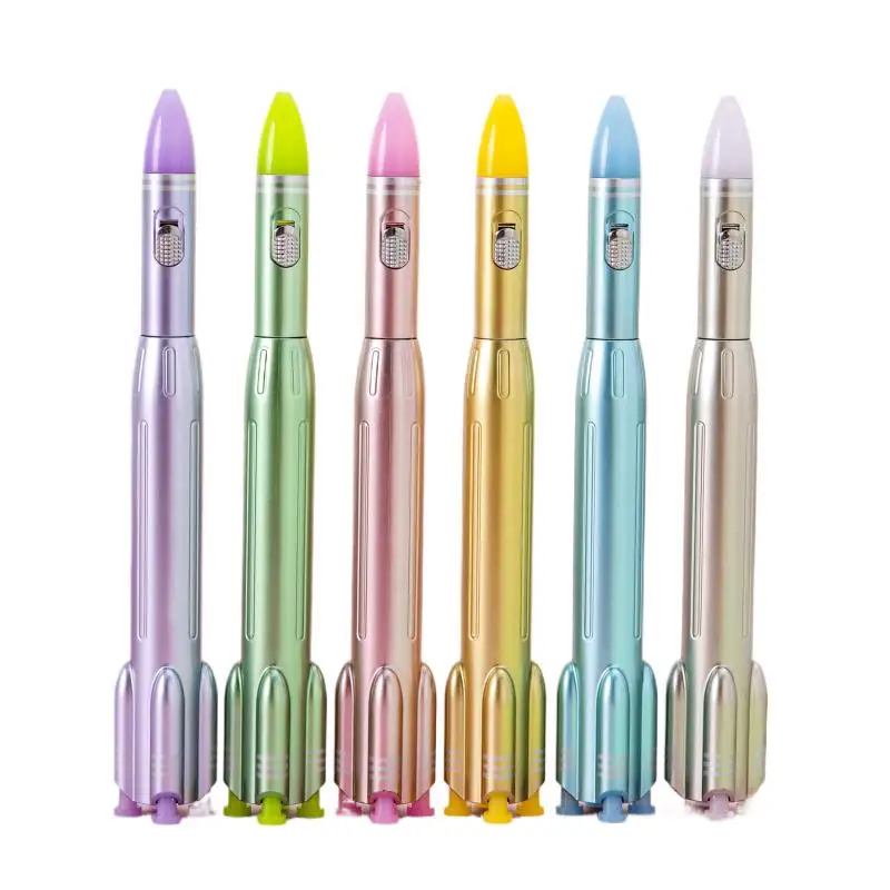 Imagem -02 - Criativa Starship Gel Pen com Luz Forma de Foguete Colorido Adequado para Estudantes de Escritório Professores Casamento Natal 10 Pcs