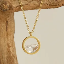 New ins Stainless Steel 18K Zircon Pendant Necklace For Women Girls Hollow Transparent Heart Necklaces Fashion Jewelry Gift