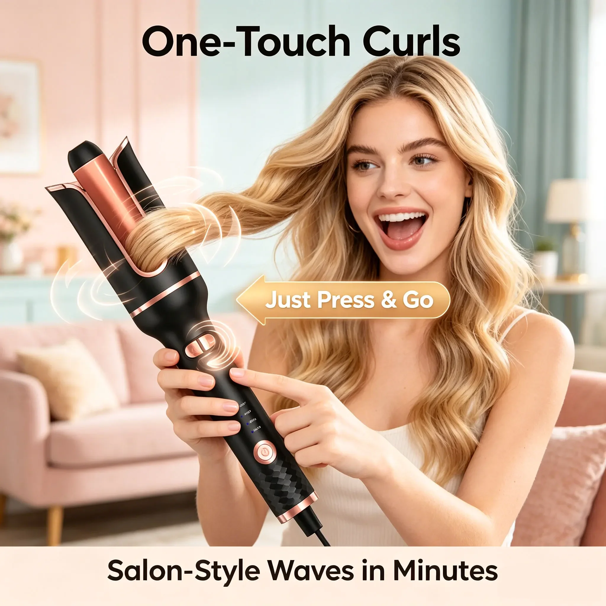 Professional Automatic Hair Curler, Ceramic Rotating Air Spin Wand Styler, Auto Design Magic Hair Curling Iron Curl Machine