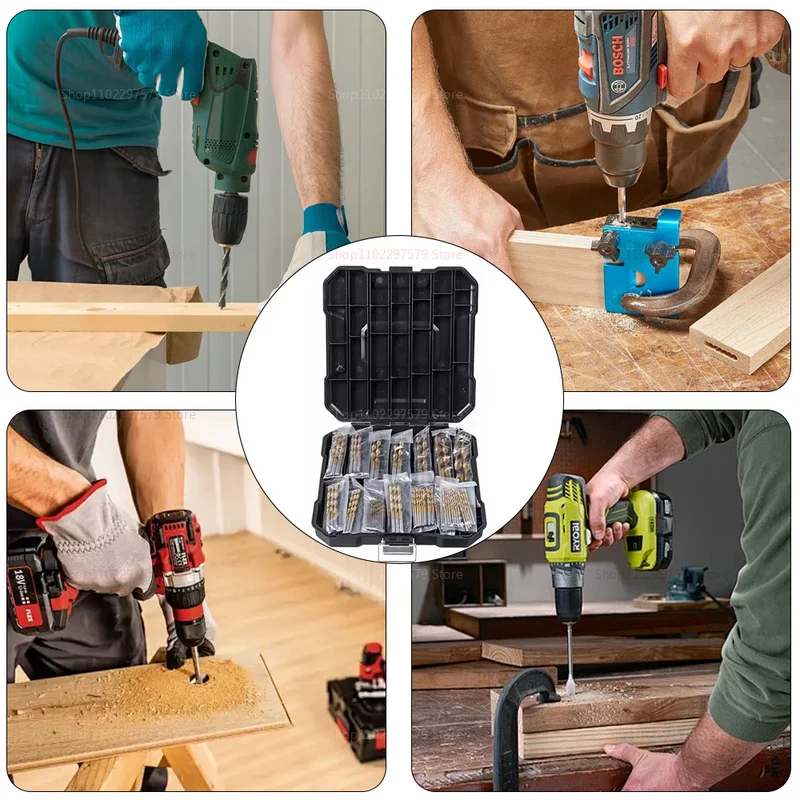 99 قطعة مجموعة لقمة مثقاب التيتانيوم 1.5 مللي متر-10 مللي متر للصلب الخشب البلاستيك معدن النحاس سبائك الألومنيوم مع حقيبة للتخزين لتقوم بها بنفسك المرآب المنزلي