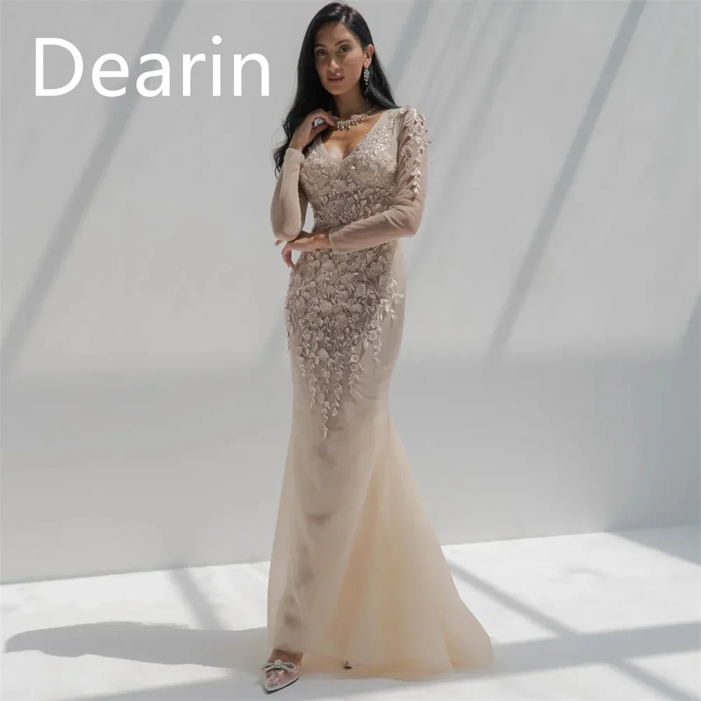 

Customized Evening Dress Prom Gown Party Occasion Women YPMWZX V-neck Column Ankle Length Skirts Vertically Bespoke Dre