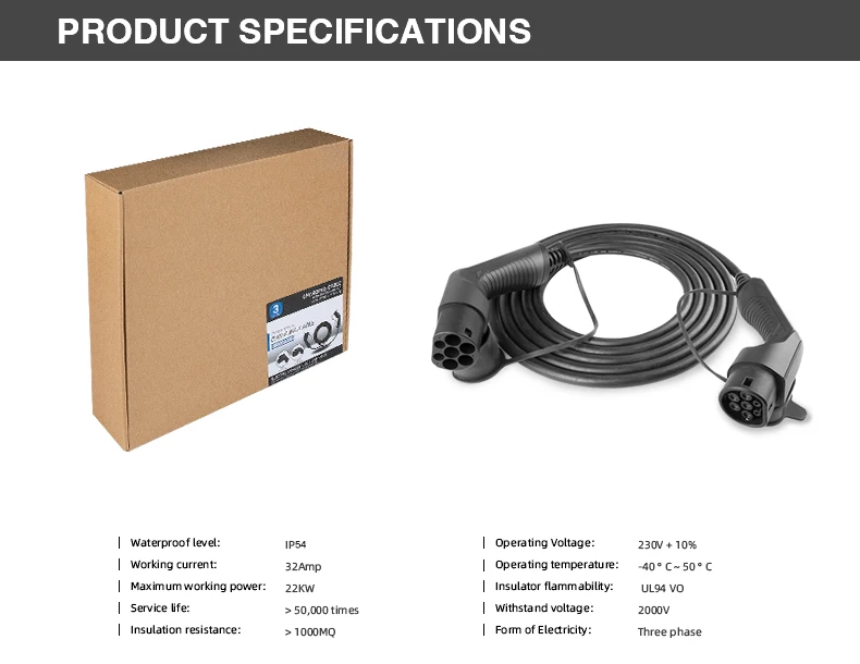 Cabo carregador de carro elétrico personalizado 32a 22kw besen cabo tpu de alta potência anti-envelhecimento 5m para estação de carregamento ev nova condição