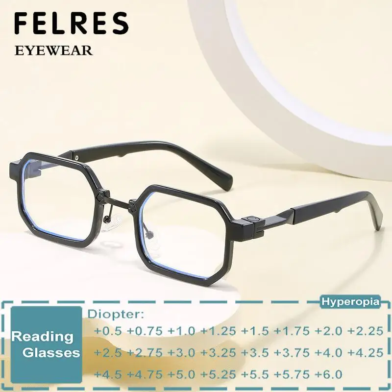 

Personality Polygon Reading Glasses Reader Women Men Fashion Presbyopia Eyewear Anti Blue Light Optical Prescription Glasses