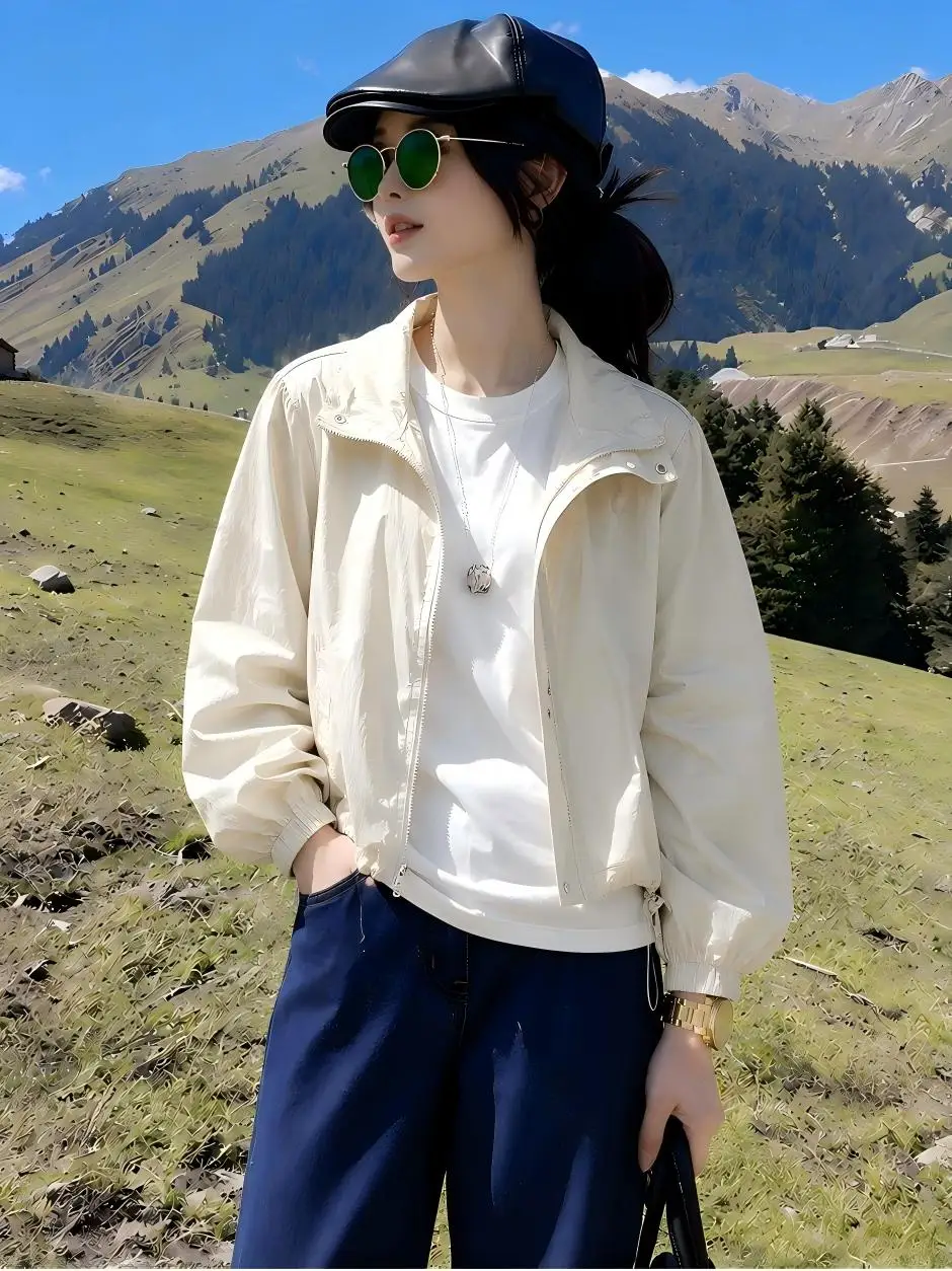 Lightweight Loose Women's Hooded Outdoor Climbing Jacket Breathable Summer Sun Protection Clothing  Shirt Casual Style