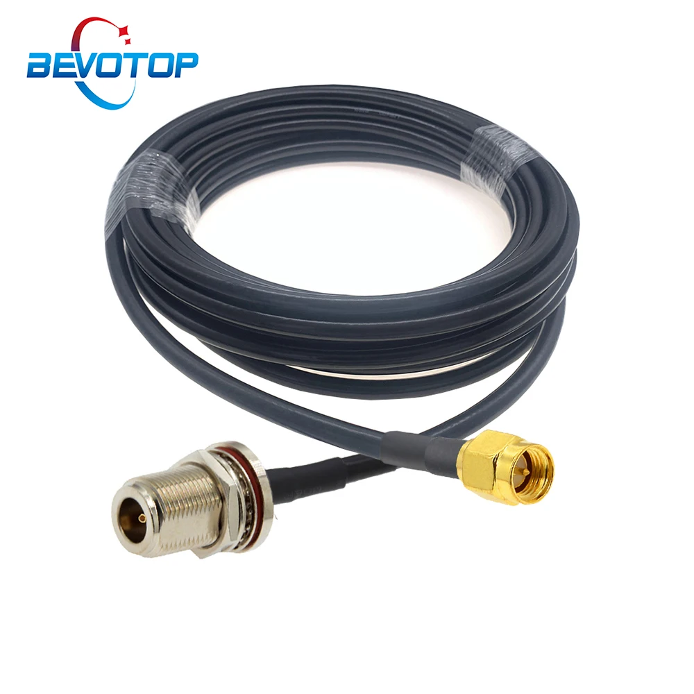 LMR200 SMA Male to N Female Bulkhead Low Loss Coax Cable RF Extension Jumper for 4G LTE Wireless Router Gateway Cellular Radio