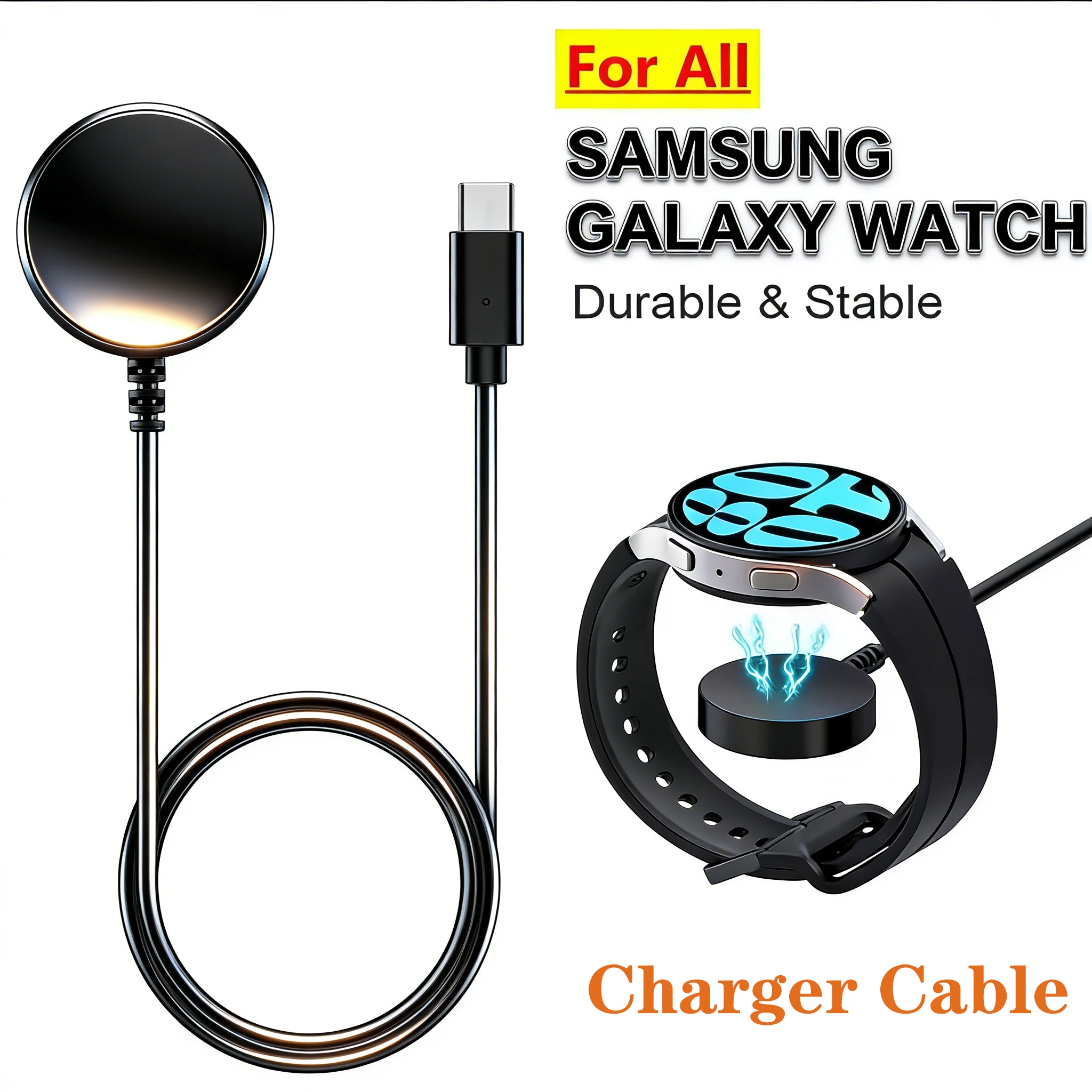 

Магнитная беспроводная зарядная станция для быстрой зарядки, портативная дорожная док-станция для Samsung Galaxy Watch 7 6 5 Pro 4 3 Active 2 (Хит продаж)