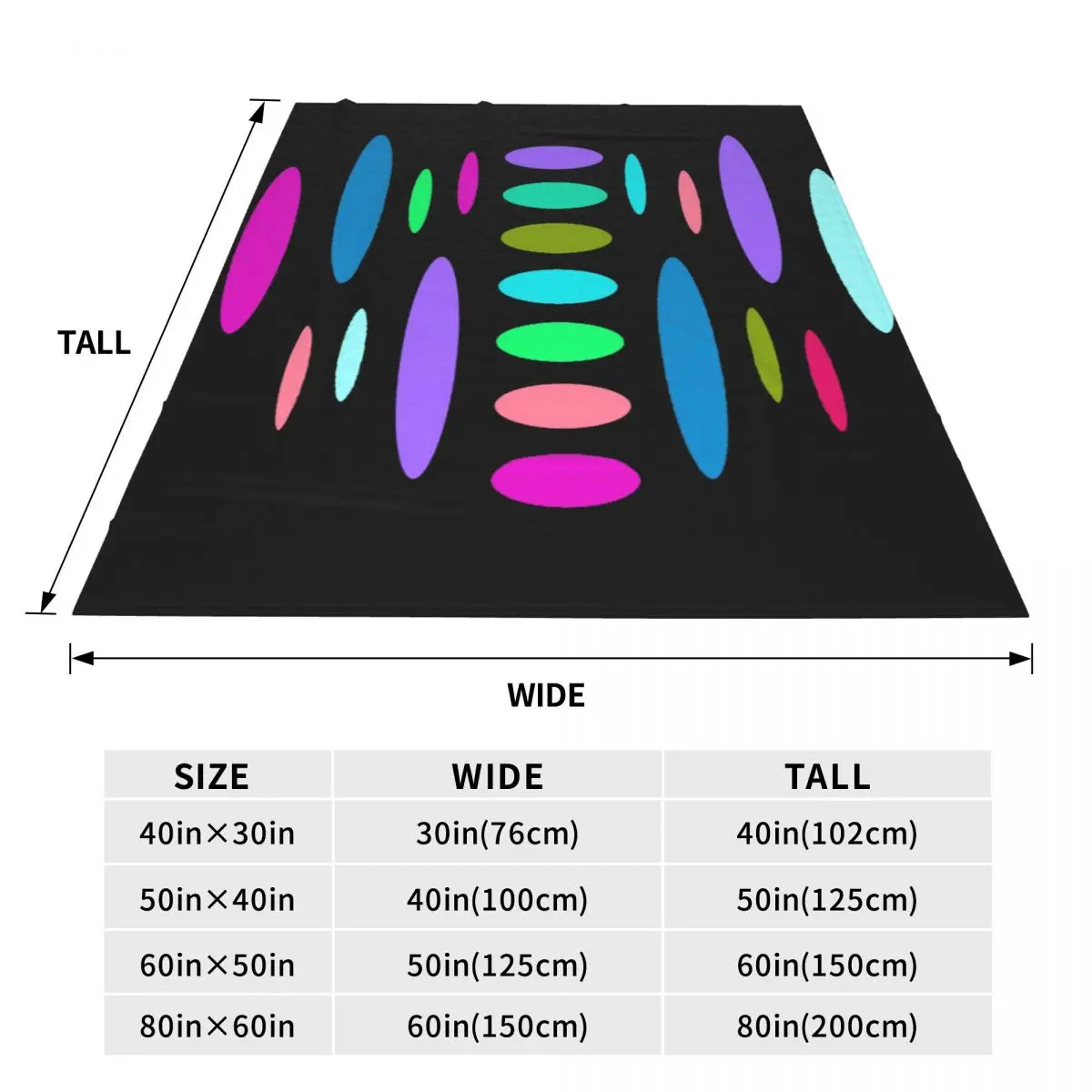 Colorful Ovals Paint Palette Patterns Blankets Soft Warm Flannel Throw Blanket Plush for Bed Living room Picnic Travel Home Sofa