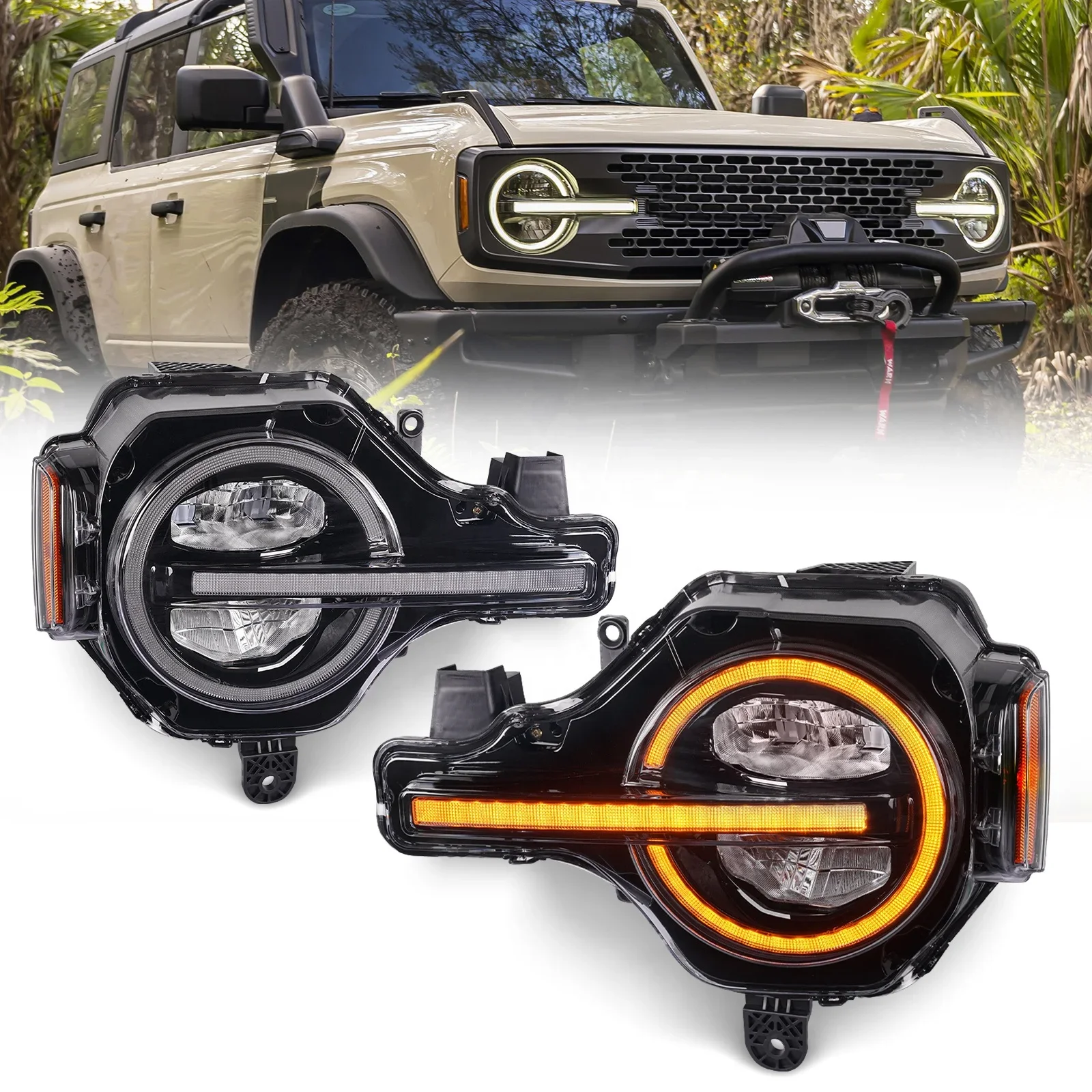 Archaic Modify Headlight For FORD BRONCO Raptor Version Bronco 2021 - 2023 Full LED Raptor Head Lights Headlights PLUG & PLAY