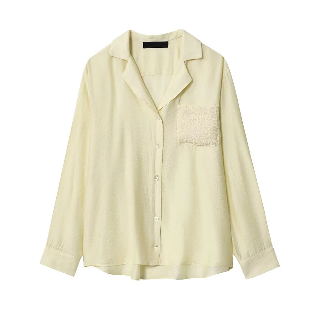 

ZARZ новая женская рубашка ручной работы, элегантный дизайн с вышитыми карманами, топ в европейском стиле, модная женская блузка