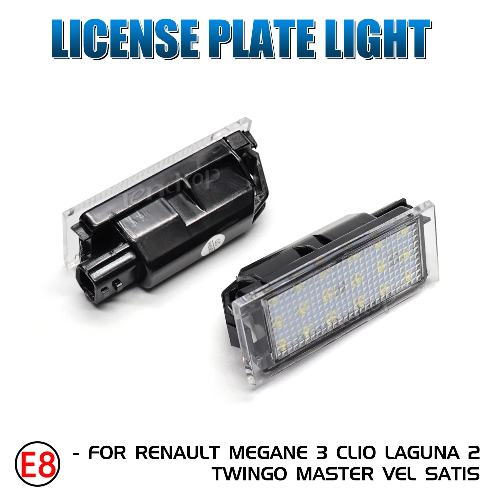 White LED Flashing Canbus Car Number License Plate Light For Renault Megane 3 Clio Laguna 2 Megane 3 Twingo Master Vel Satis