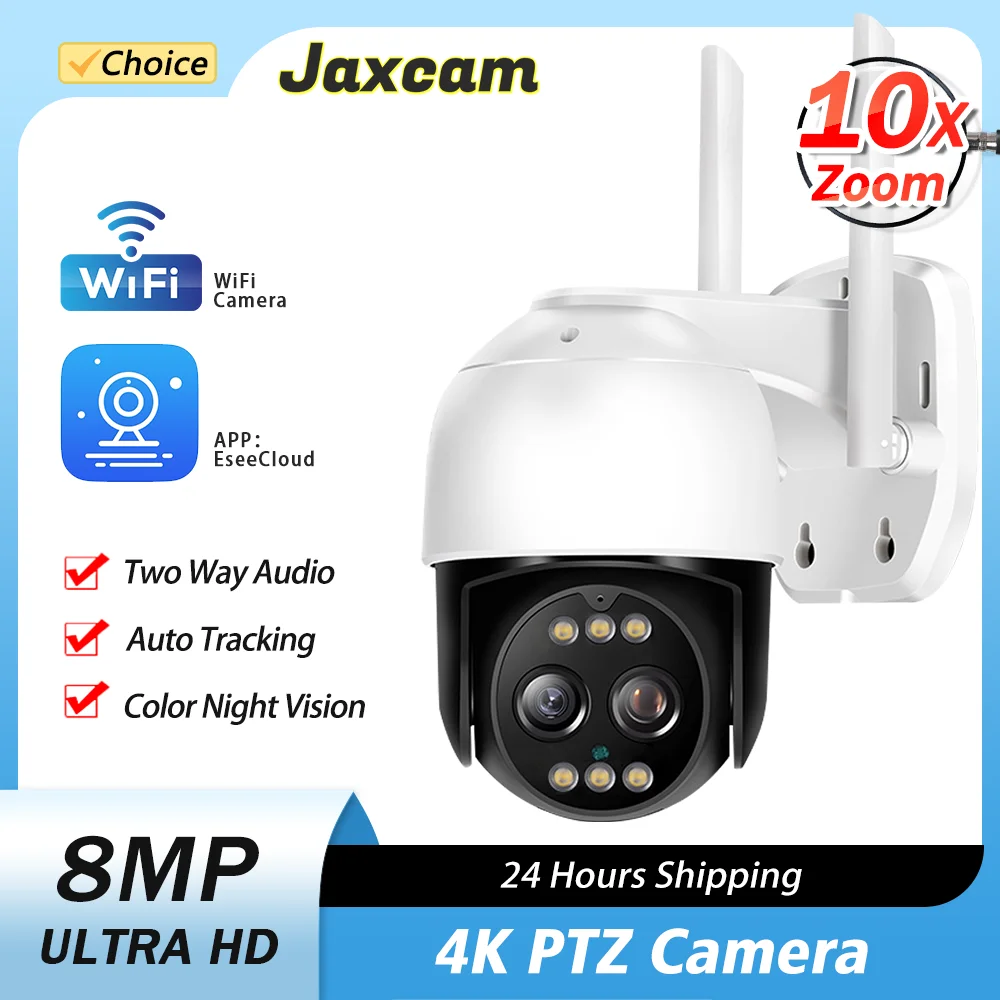 

10X Digital Zoom 8MP 4K PTZ Wifi IP Camera Cloud PTZ CCTV Security Camera Outdoor AI Human Detect Auto Tracking Wireless Camera