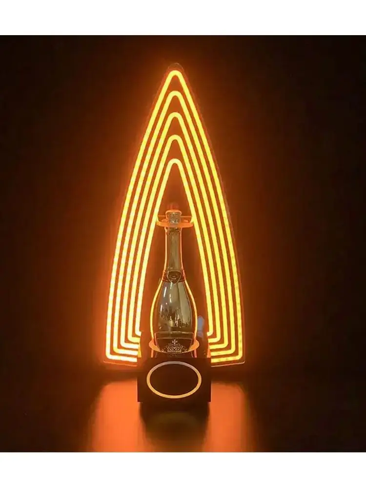 rechargeable LED Bottle Presenter VIP Display gold neon light champagne bottle glorifier holder for night club bar Lounge