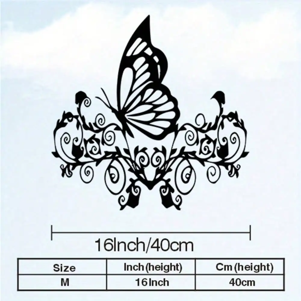 CIFbuy Vintage Iron Wall Art Rust Resistant Floral Butterfly Swirl Motif Metal Craft Decor for Office Patio Ornate Gift