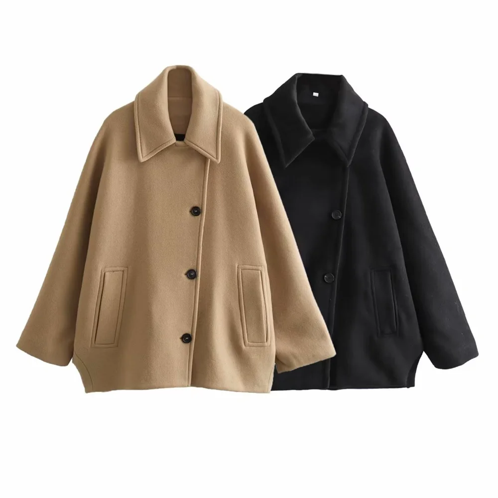 

Zach Ailsa 2023 Winter New Women's Casual Versatile Loose Cape Sleeves Wool Blended Short Coat Coat Coat