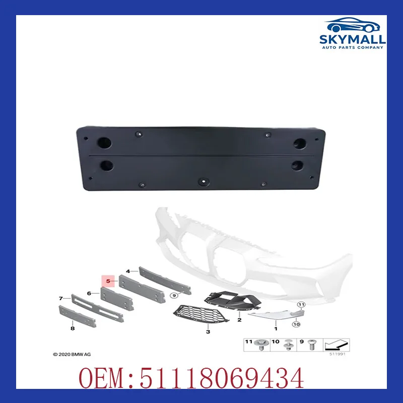 

OE 51118069434 for BMW 3 G80/G81 / 4 G82/G83 Car Front bumper license plate cover