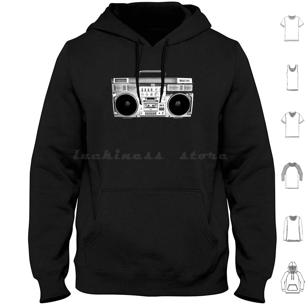 Boom Box Hoodie cotton Long Sleeve Boom Box Love Hate Radio Rahiem Rakim Jay Z Nas Hip Hop Old School Big Daddy Cane Russell