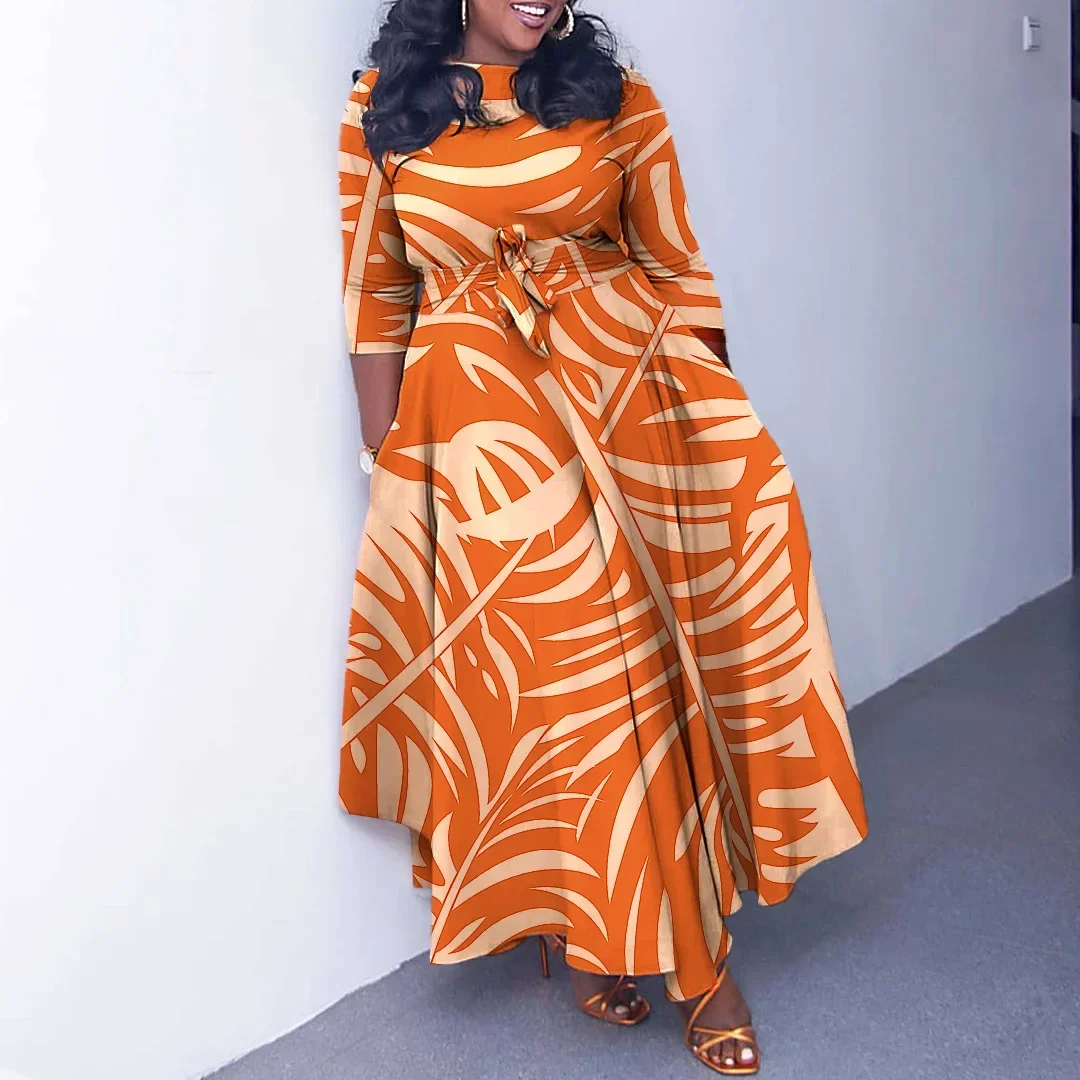 2024 vestidos africanos para mulheres plus size poliéster áfrica 3/4 manga dashiki abaya impressão maxi vestido áfrica roupas ancara vestido