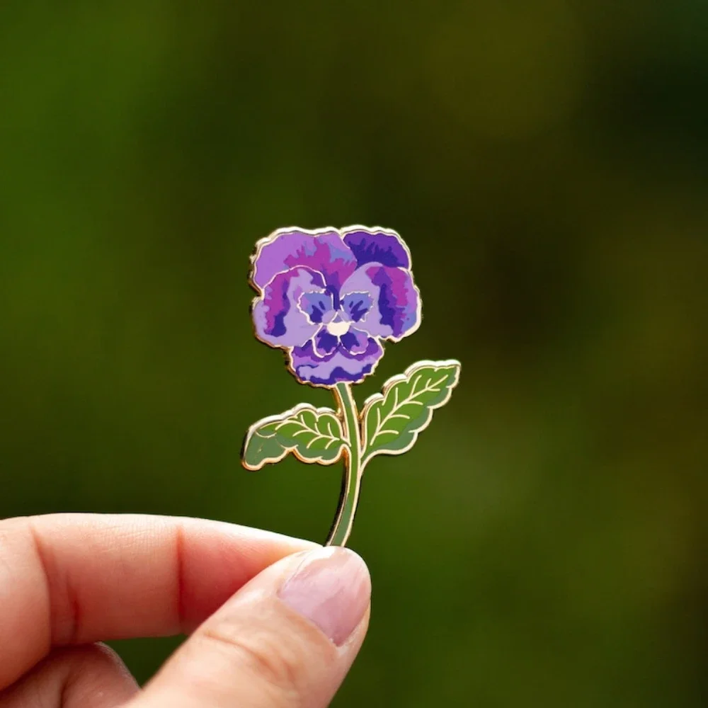 Violet Floral Enamel Pin Delicate Flower Lapel Badge Botanical Brooch, Nature Lover Gift Bloom, Garden Enthusiast Pin