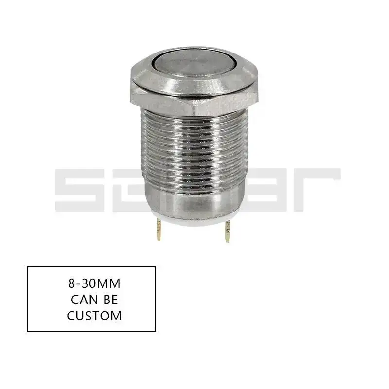 DIY 순간 리셋 및 잠금 래칭 방수 나사 핀, 용접 풋 PC 금속 푸시 버튼 스위치, 8mm, 10mm, 12mm, 16mm, 19mm, 22mm, 30mm