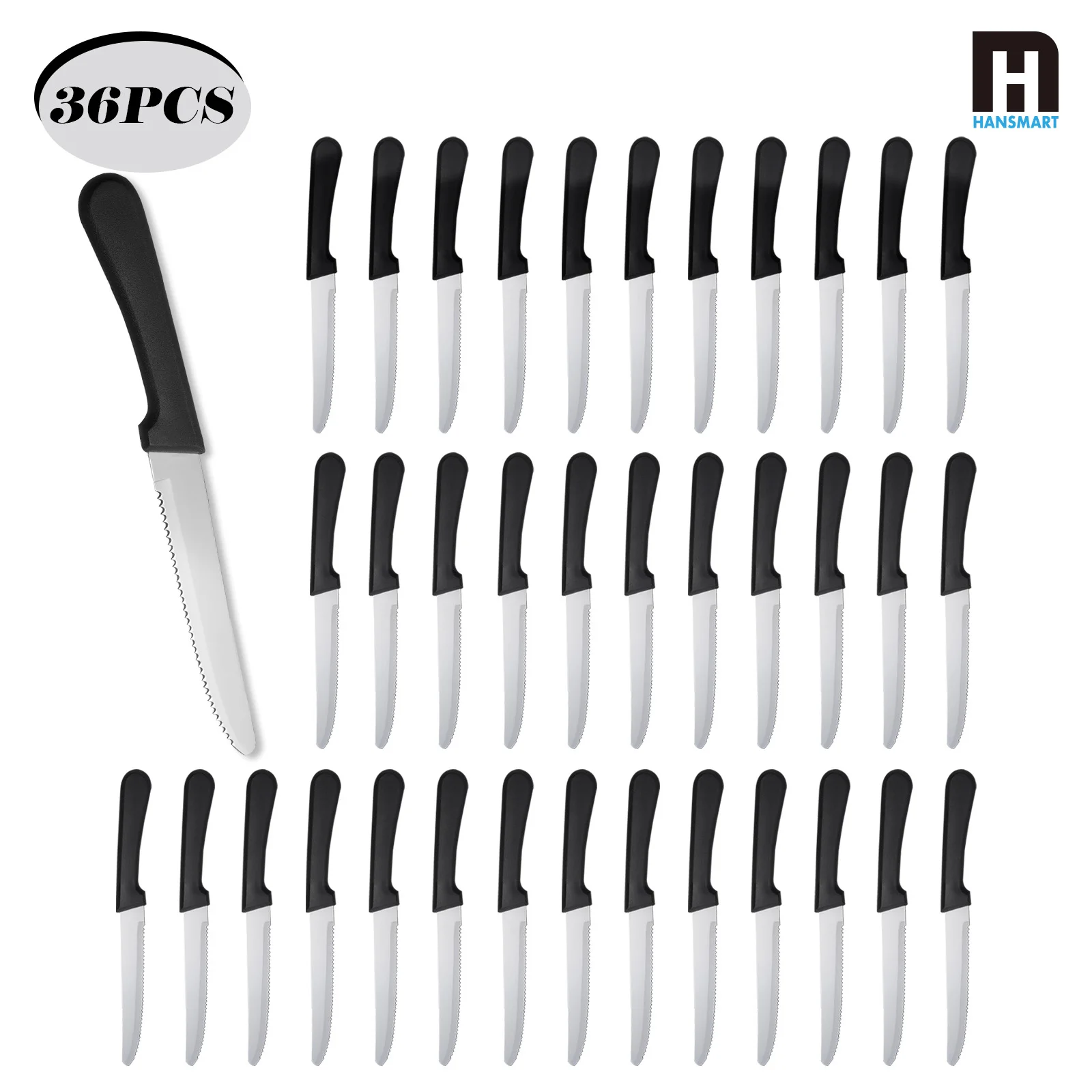 

Hansmart 36 pcs set steak knifeKitchen Utensils Cutlery Practical High Quality Plastic Handle Available In Dishwasher Peel Knife