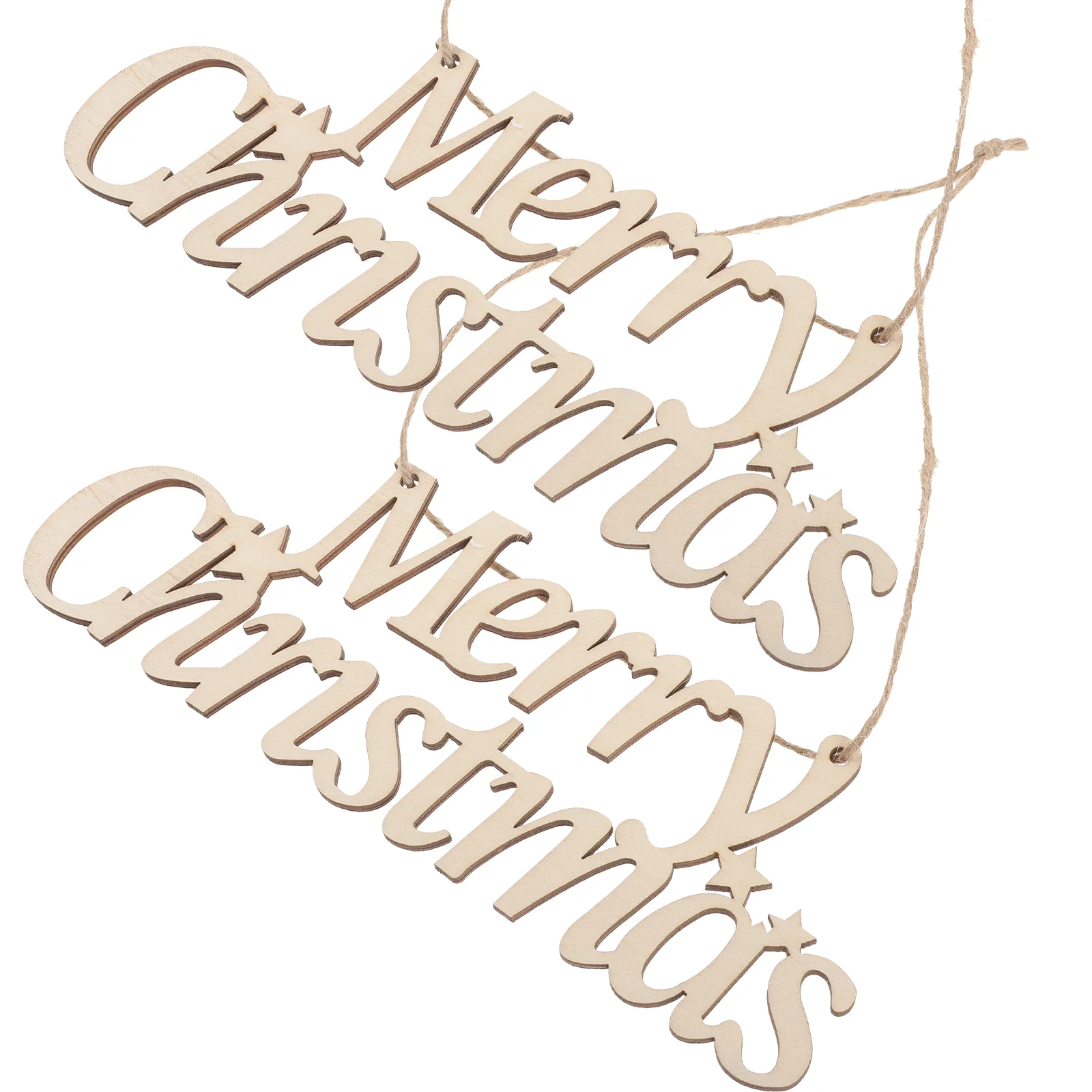 2 stuks vrolijk kerstfeest hangende hanger teken decoraties binnen buiten houten 60 cm touw blijvend niet-vervagend voor verschillende