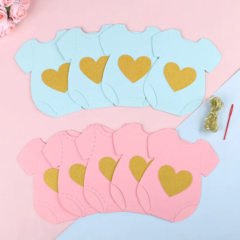 1pc Gender Revealing Banner Pink And Blue Heart Jumpsuit String Flag Baby Shower Birthday Holiday