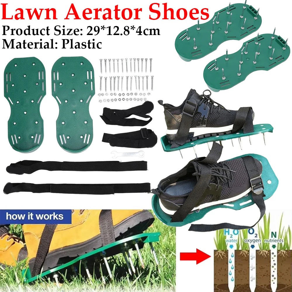 

Lawn Aerator Shoe Garden Lawn Nail Shoes Loose Soil Self-Leveling Epoxy For Garden Yard Grass Cultivator Scarification Nail Tool