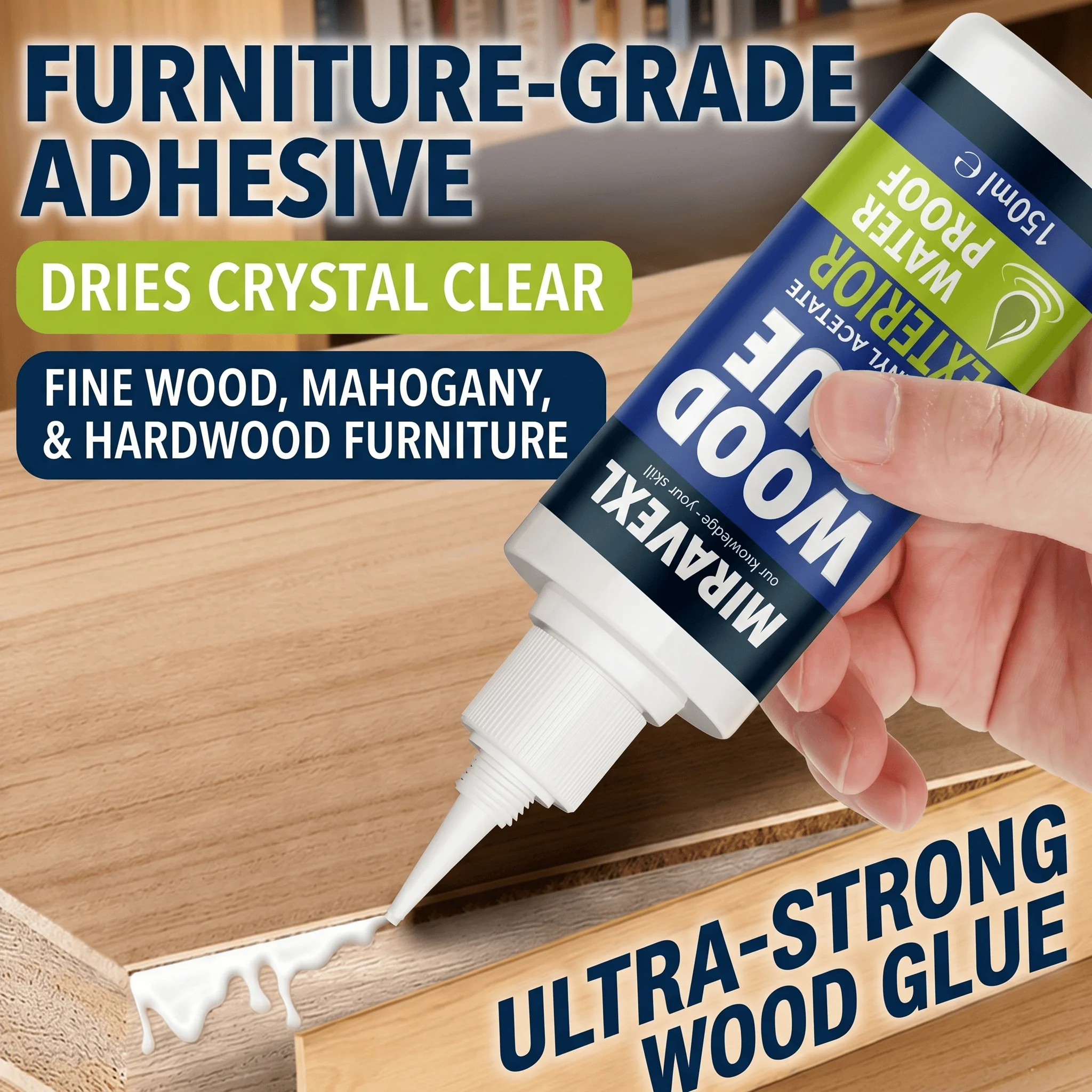 Fast Dry Wood Glue Strong Adhesive Heavy Duty Woodworking Furniture Repair DIY Crafts with Free Brush and Disposable Gloves