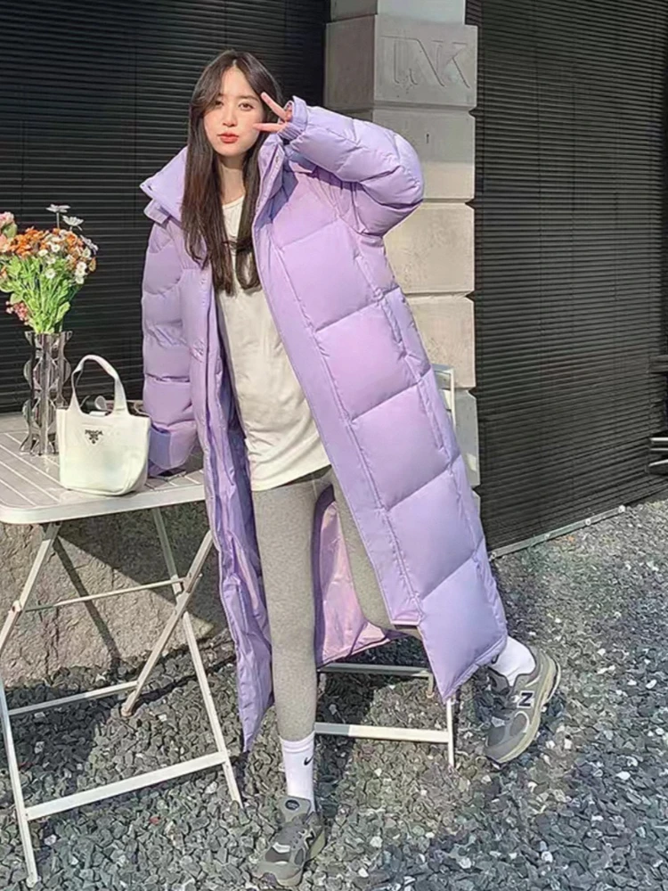 겨울 화이트 덕다운 재킷 고품질 두꺼운 따뜻한 후드 파카 여성 푸퍼 코트 2025 신상 패션 루즈핏 오버코트