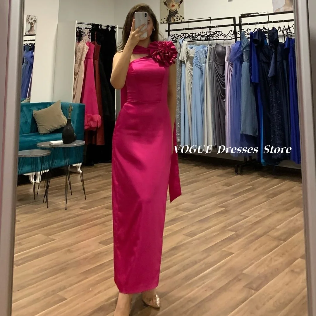 

Halter Mermaid Evening Dresses for Women Hot Pink Satin Prom Dress فساتين للمناسبات الخاصة robe de cérémonie femme Customized