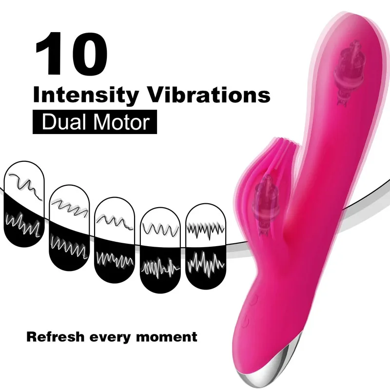 USB Rechargeable 10 Speed Powerful Dildo Rabbit Vibrator for Women Clitoris stimulation Massage Vibrator G-spot Adult sex toys