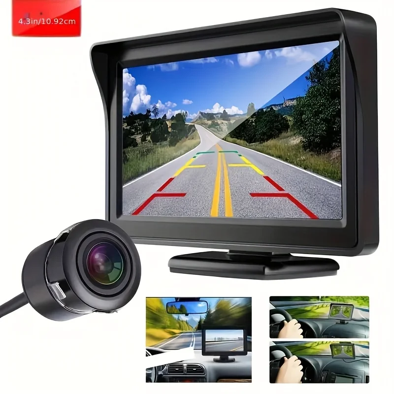 Universal Rearview Camera Kit with a 4.3-Inch Monitor, Suitable for Various Vehicles Including Suvs, Trucks, Campers, And Vans