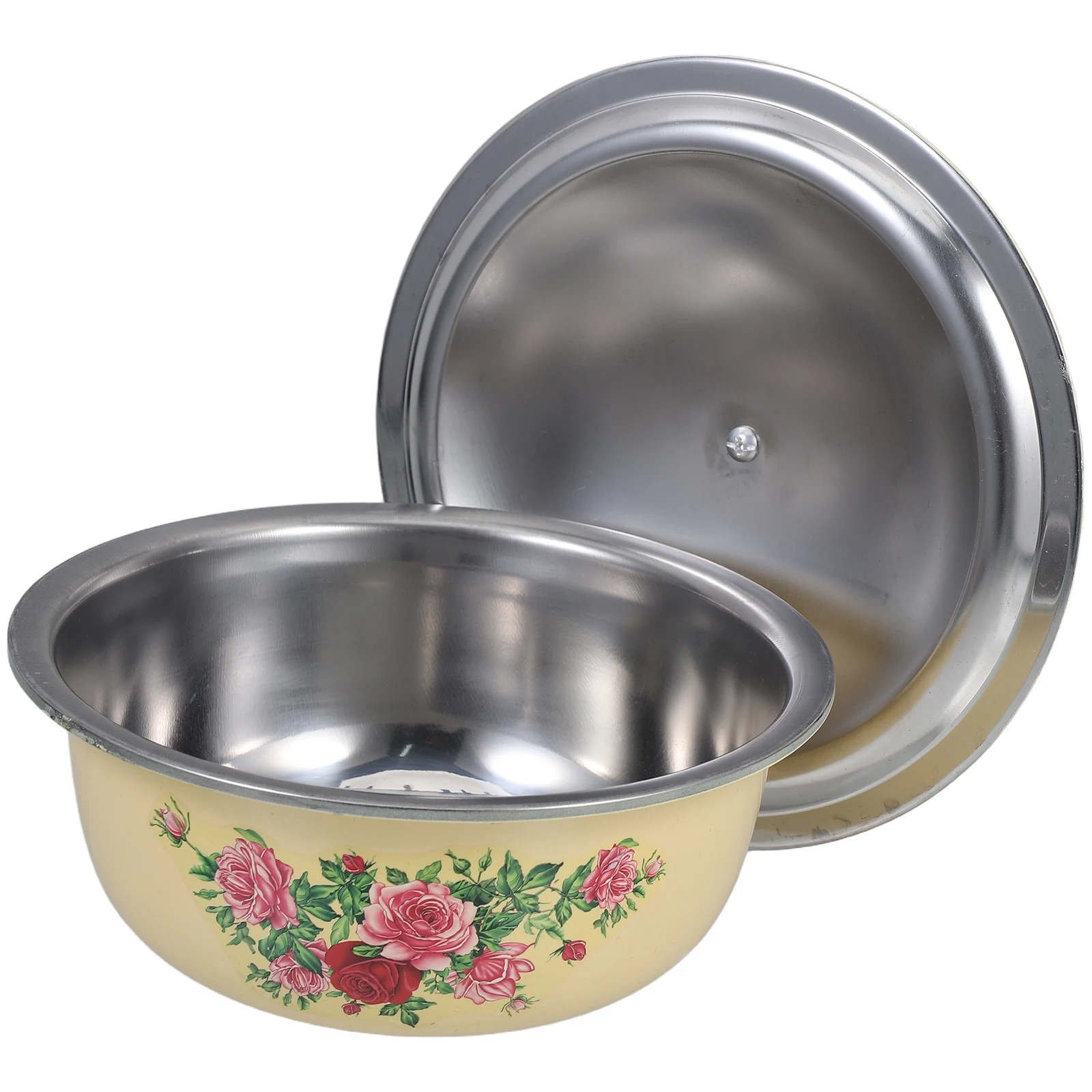 

Retro Enamel Mixing Bowls With Lid For Kneading Dough And Food Storage Old Fashioned Kitchen Supplies For Salad And Fruit 18cm