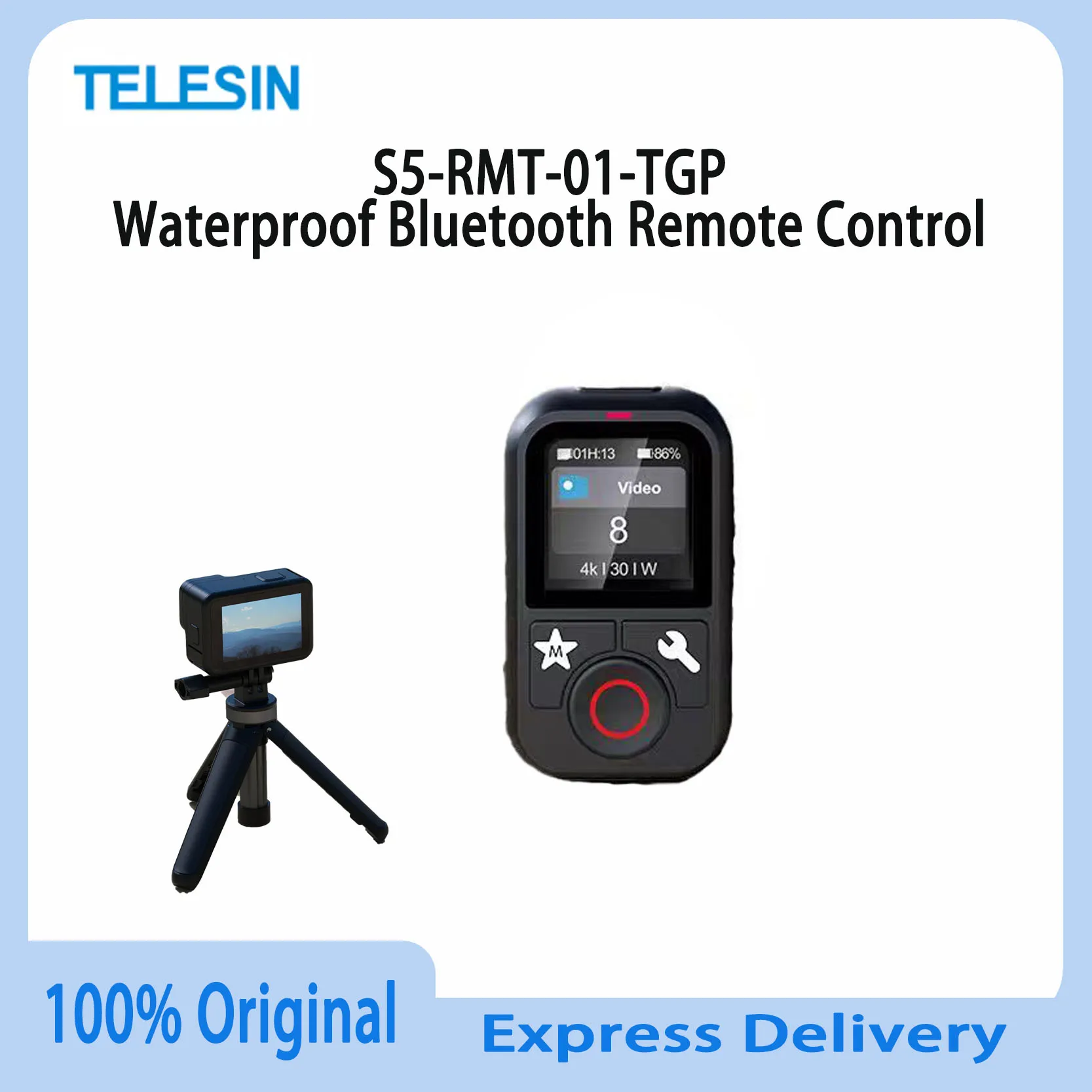 オリジナルtelesin防水bluetoothリモコン-gopro-hero-13-12-11-10-9-8-max用-リストストラップ付き-アクションカメラアクセサリー