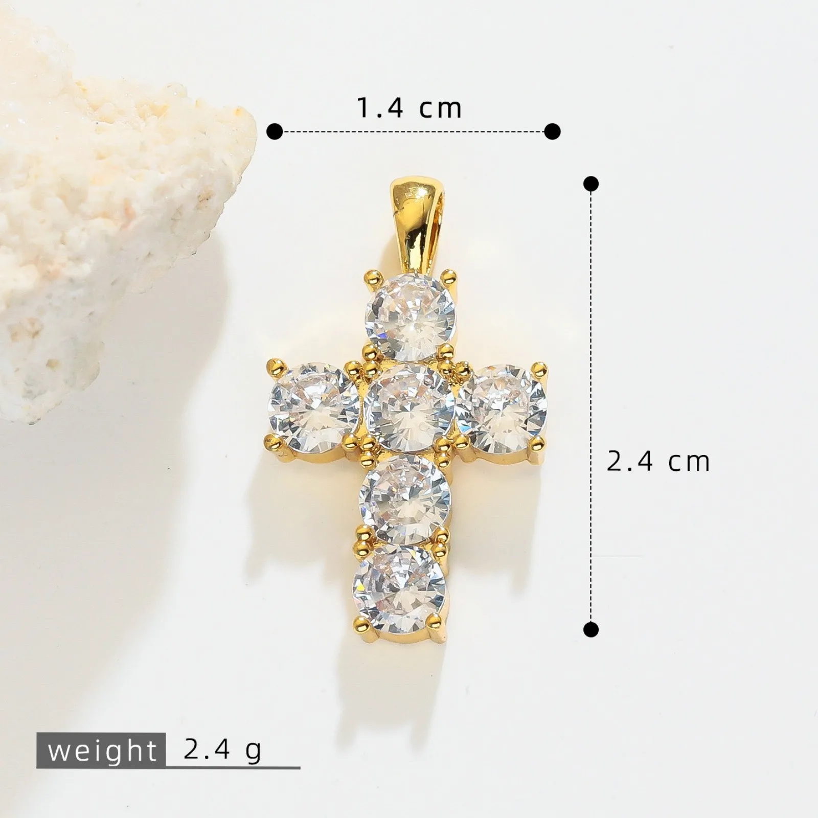 1 Stück Messing-Kreuzanhänger, 18K vergoldet, für DIY-Halsketten, Armbänder, Schmuckherstellung, Großhandel – Detail 17