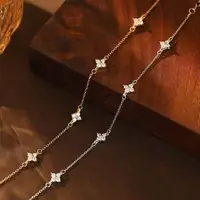 925 Sterling Silver Shiny Zircon Flower Bracelets For Women Charm Temperament Chain Bracelet Party Wedding Jewelry Holiday Gifts 2