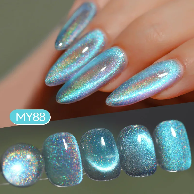 BORN PRETTY 10ml Ice Blue Red Rainbow Glitter Cat Magnetic Gel Nail Polish Sparkling Ultra Shine Flashy Semi Permanent UV Varnis