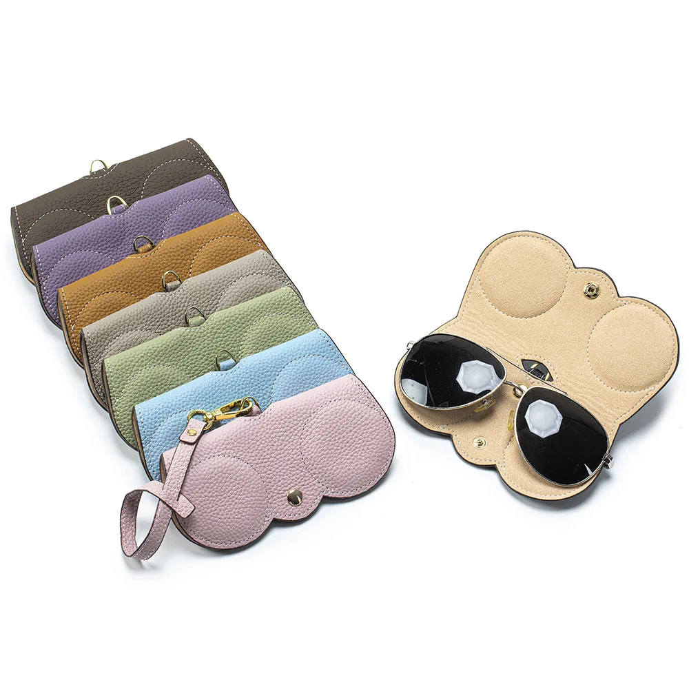 Lady Glass Bag Top Layer Cowhide Air Cushion Protective Glasses Case Genuine Leather Portable Sunglasses Storage Bag Artistic