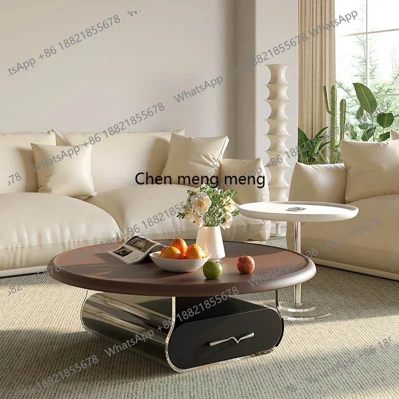 

Italian Clear Coffee Table Bedroom Round Simple Living Room Coffee Table Tea Center Floor Simple Mesa Auxiliar Unique