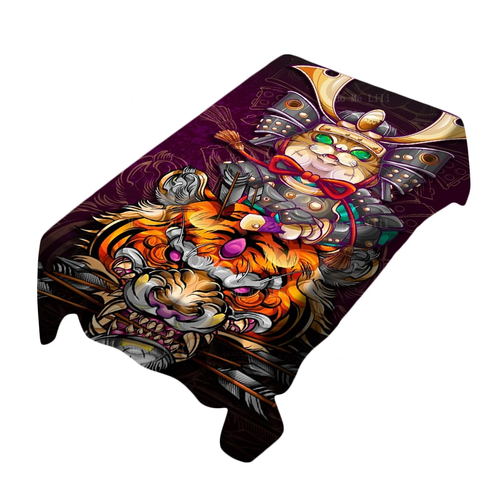 Scrawl Art Cat God Of Wealth Tiger China And Mythological Figures Cartoon Tablecloth By Ho Me Lili For Tabletop Decor