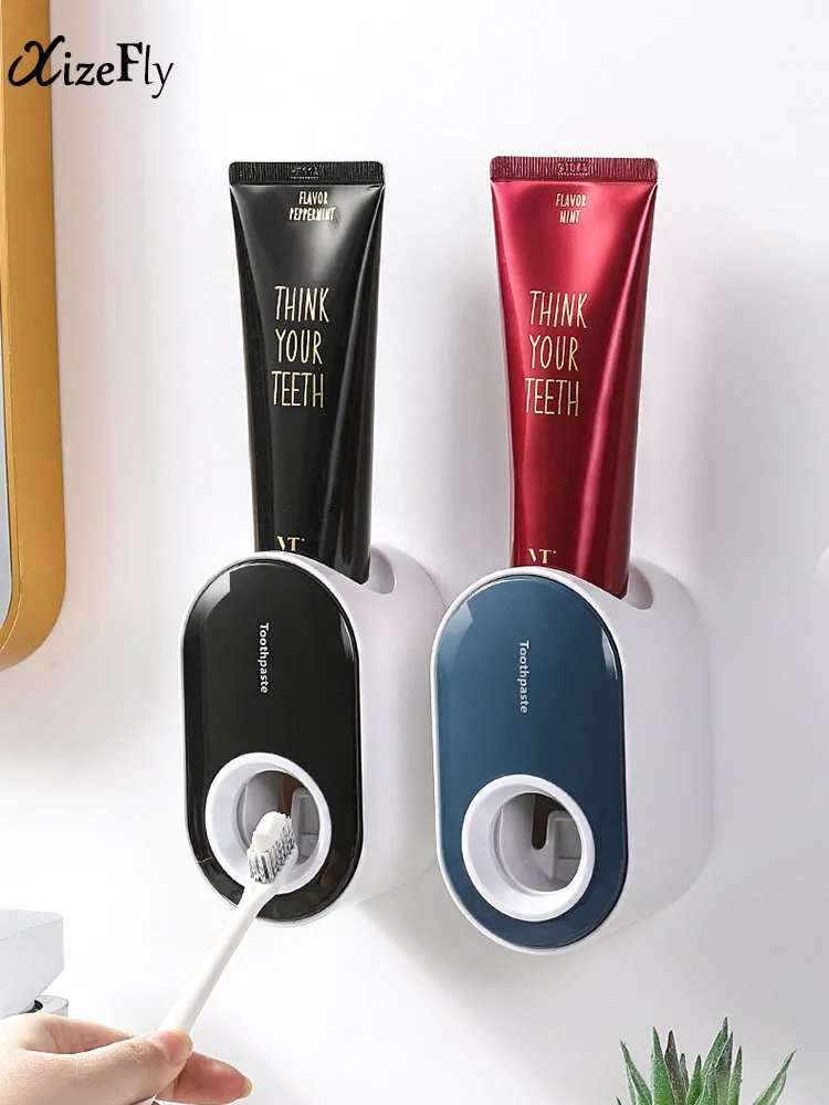 מוציא משחת שיניים אוטומטי, מחזיק מברשת שיניים עמיד באבק, מעמד לתליה על הקיר, אביזרי חדר אמבטיה, מוציא משחת שיניים