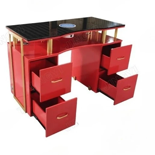 

Luxury French Style Manicure Table Professional Single Double Seat Nail Tech Table Manicure Pedicure Furniture for Sale