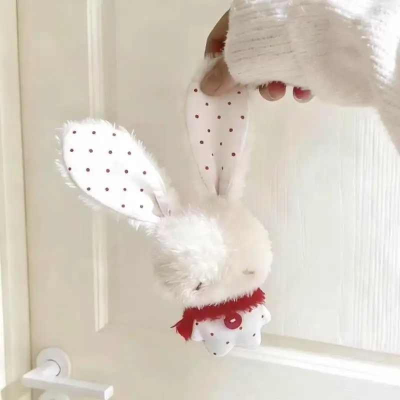 Cute Cartoon Stuffed Bunny Keychain Soft Fluffy Long Ear Plush Bag Charm Portable Ornament for Handbag Decor Girls