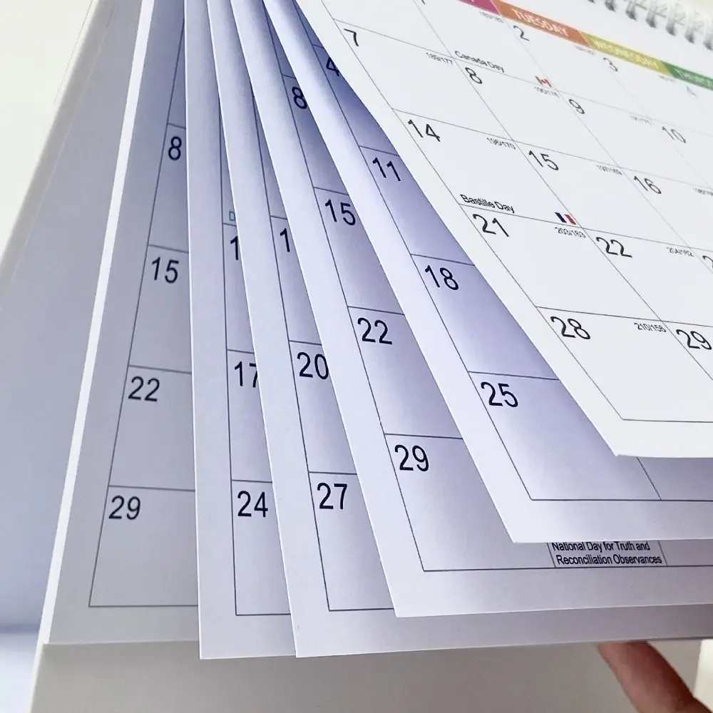 Kalender Meja Dekoratif Penyangga Stabil Pola Indah Kalender Desktop Kalender Terikat Penyangga Segitiga Perencana Kustom